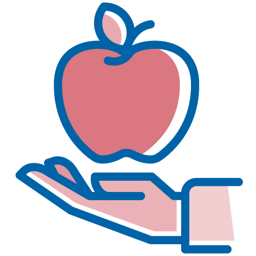 Hand holding an apple. Illustration.