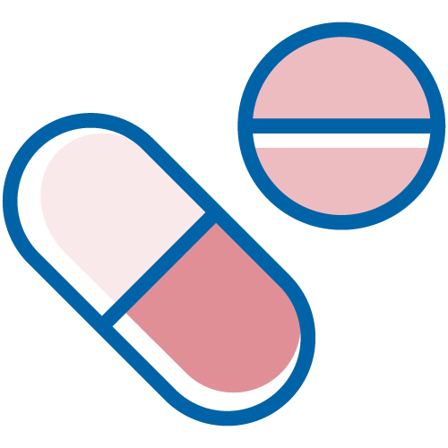 Two medicine tablets. Illustration.