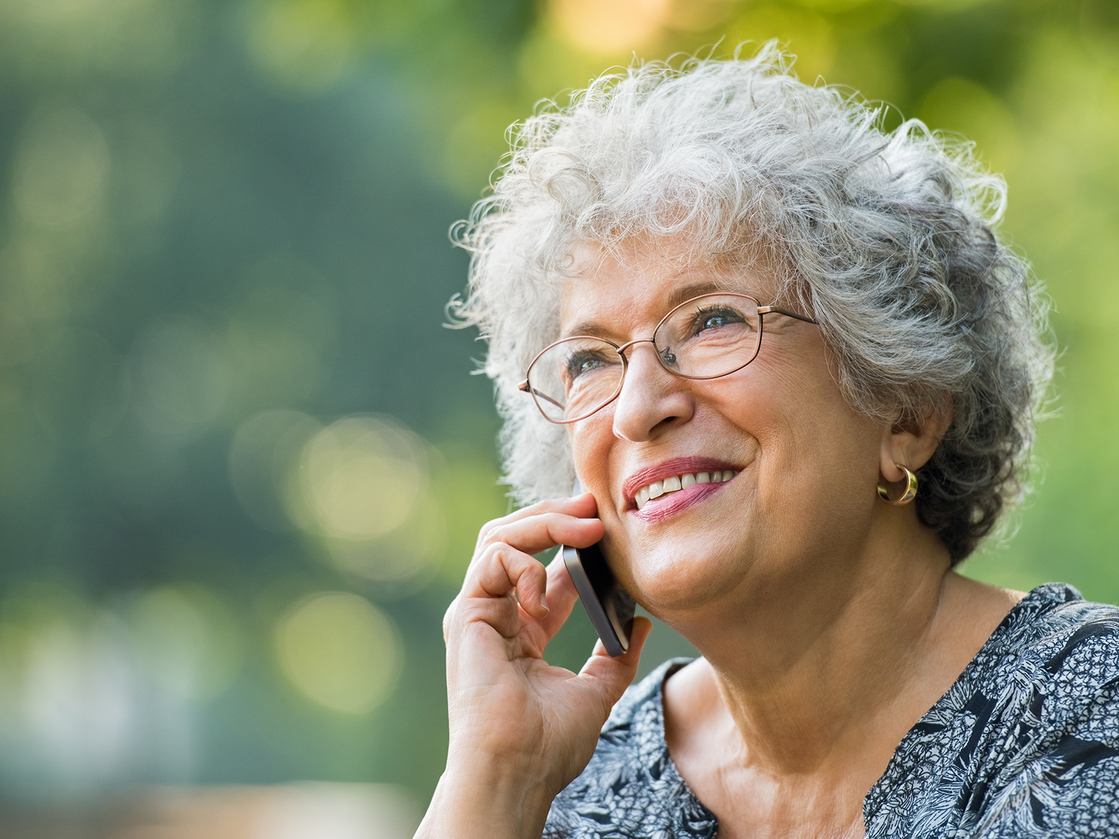 Senior woman talking on a mobile phone.